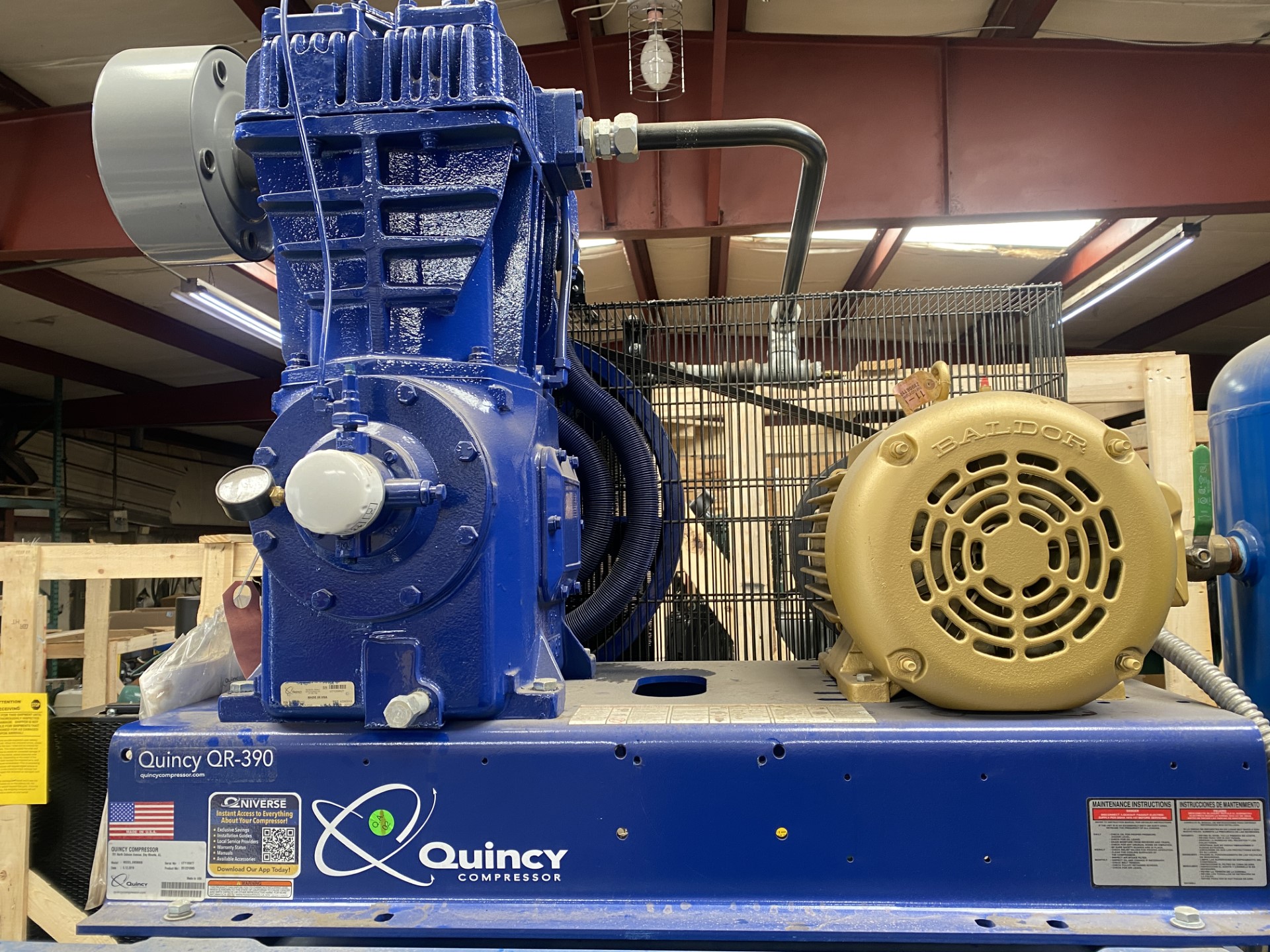 Quincy 390 20hp Air Compressor Unit Skid Mounted with Aftercooler